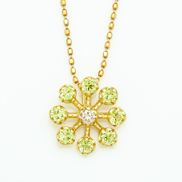 umu -アム- FINE JEWELRY STUIDIOペリドット ダイヤモンド フラワー ペンダントトップ 「luce」pn0868_m.jpg