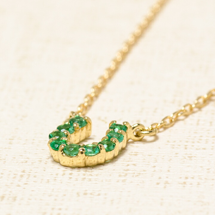 umu -アム- FINE JEWELRY STUIDIOエメラルド ホースシュー ネックレス 「fortuna」pn0890_kanban2.jpg
