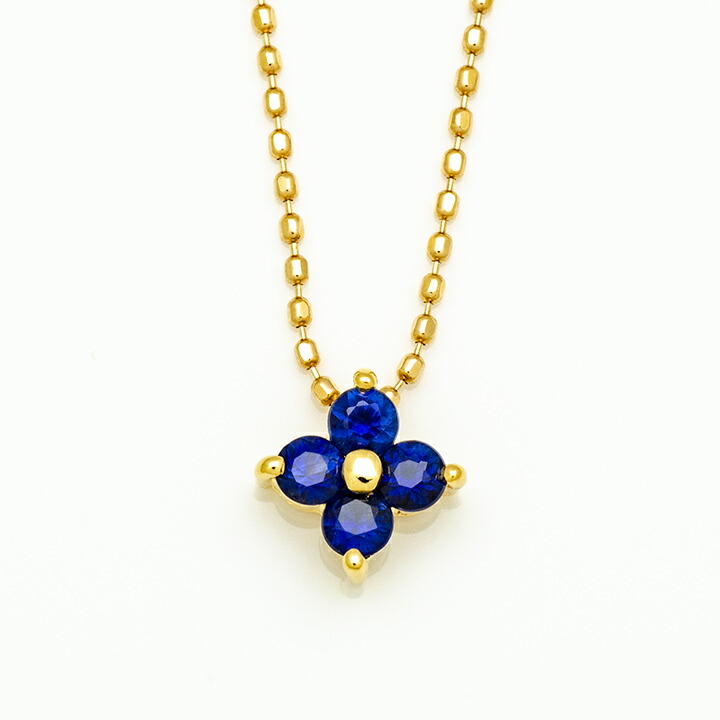 umu -アム- FINE JEWELRY STUIDIOブルーサファイア フラワーモチーフ ペンダントpn0917_m.jpg