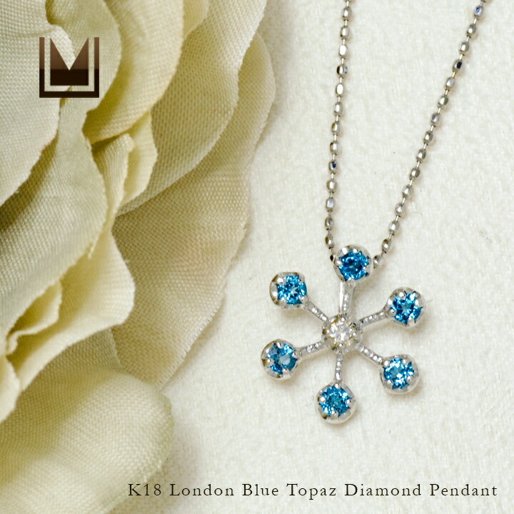 umu -アム- FINE JEWELRY STUIDIOロンドンブルートパーズ ダイヤ ペンダントトップ 「neve」pn0921_1.jpg