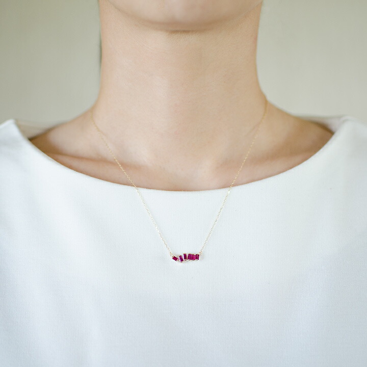 umu -アム- FINE JEWELRY STUIDIOバゲット ルビー ネックレス 「melegrane」pn0947_i2.jpg