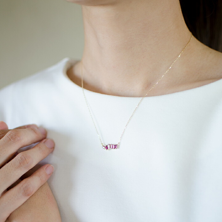 umu -アム- FINE JEWELRY STUIDIOバゲット ルビー ネックレス 「melegrane」pn0947_i3.jpg