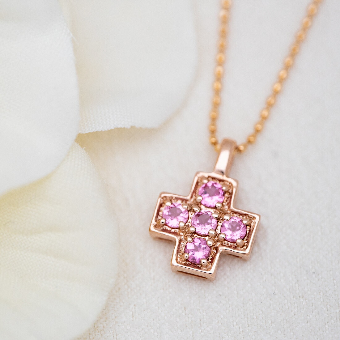 umu -アム- FINE JEWELRY STUIDIOピンクトルマリン クロスモチーフ ペンダントトップpn0978_1.jpg