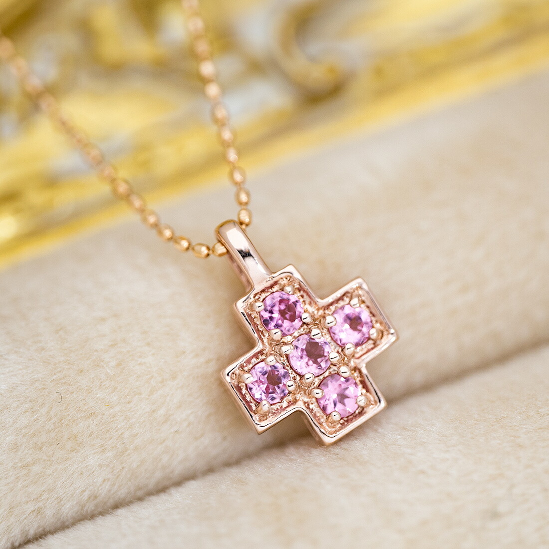 umu -アム- FINE JEWELRY STUIDIOピンクトルマリン クロスモチーフ ペンダントトップpn0978_kanban2.jpg