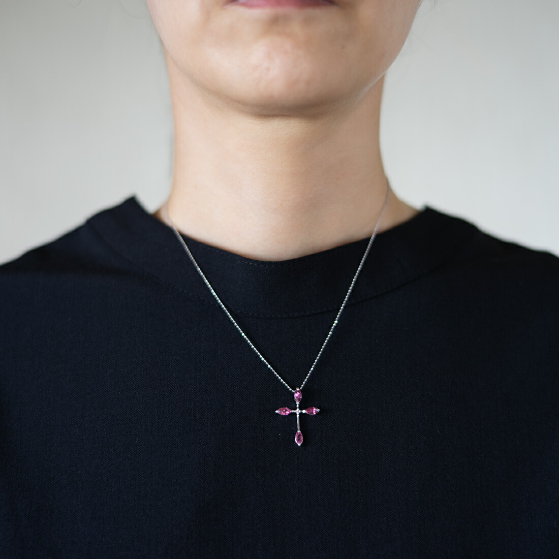 umu -アム- FINE JEWELRY STUIDIOピンクトルマリン ダイヤモンド クロスモチーフ ペンダントトップpn0985_i2.jpg