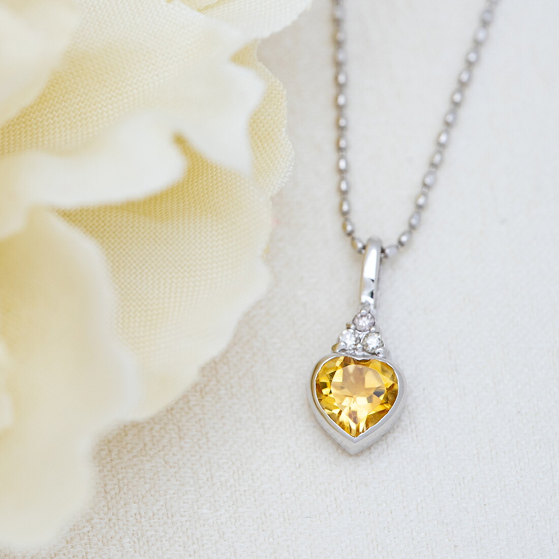umu -アム- FINE JEWELRY STUIDIOシトリン ダイヤモンド ハート ペンダントトップpn1010_1.jpg