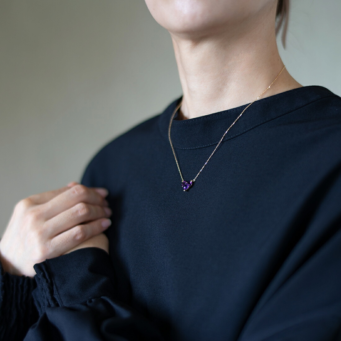 umu -アム- FINE JEWELRY STUIDIO | アメシスト ハートネックレス 「affetto」 | 画像[pn1019_i3.jpg]