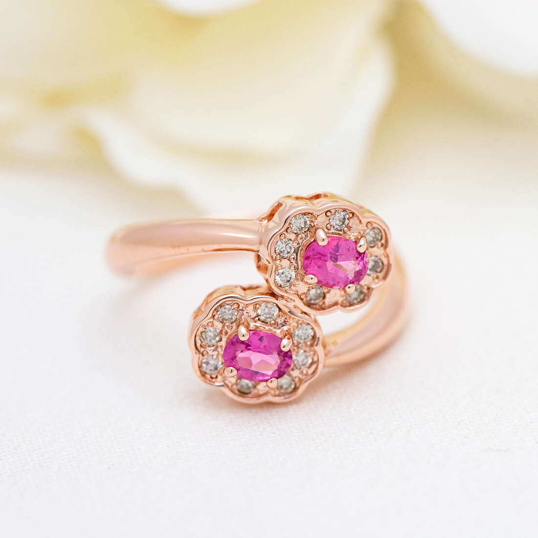 umu -アム- FINE JEWELRY STUIDIOピンクトルマリン ダイヤモンド フラワーモチーフ リングrg0053_1.jpg