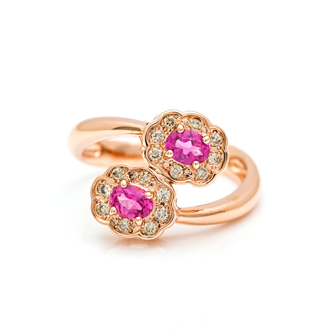 umu -アム- FINE JEWELRY STUIDIOピンクトルマリン ダイヤモンド フラワーモチーフ リングrg0053_m.jpg