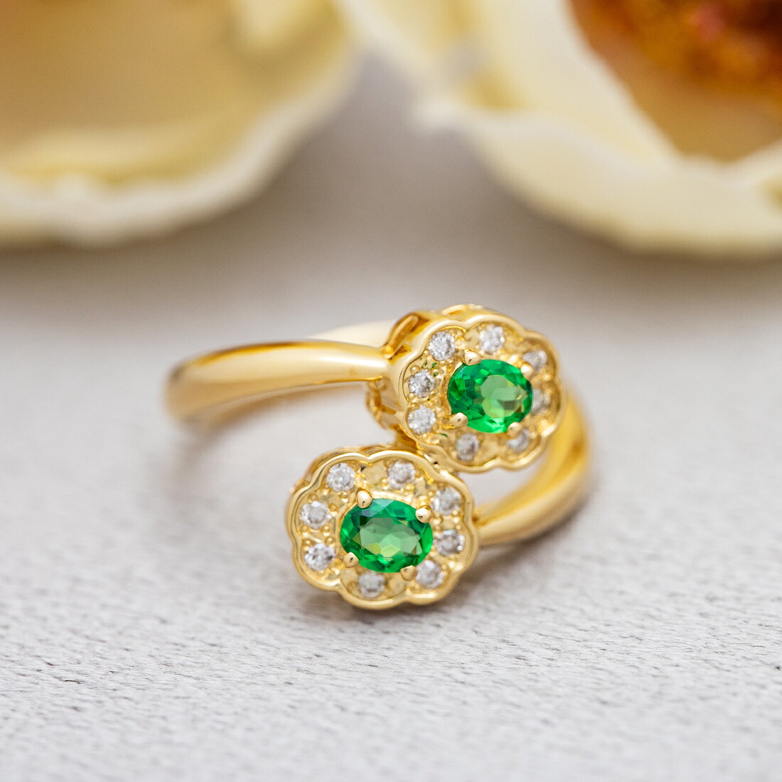 umu -アム- FINE JEWELRY STUIDIOグリーンガーネット ダイヤモンド フラワーモチーフ リングrg0060_1.jpg