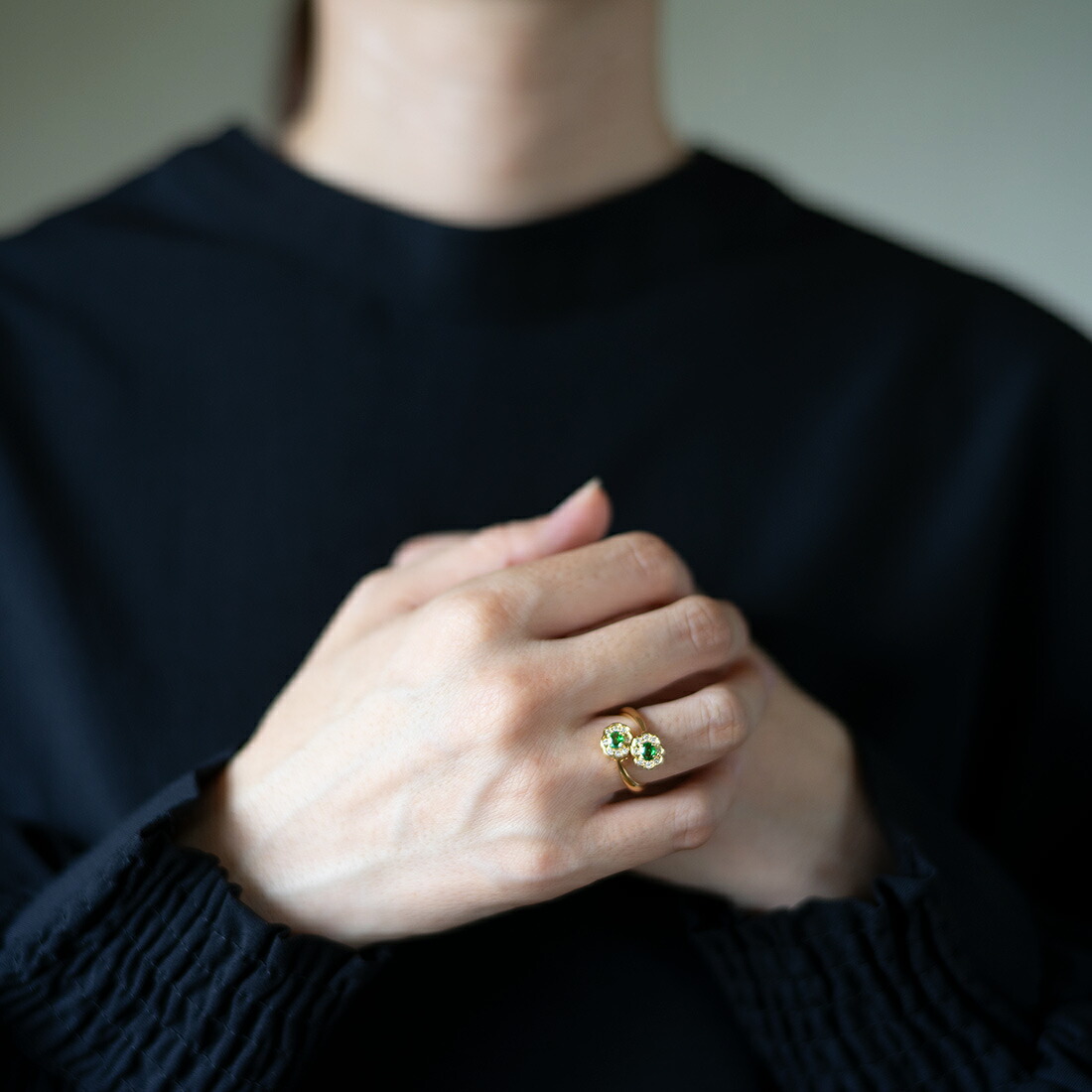 umu -アム- FINE JEWELRY STUIDIOグリーンガーネット ダイヤモンド フラワーモチーフ リングrg0060_i2.jpg