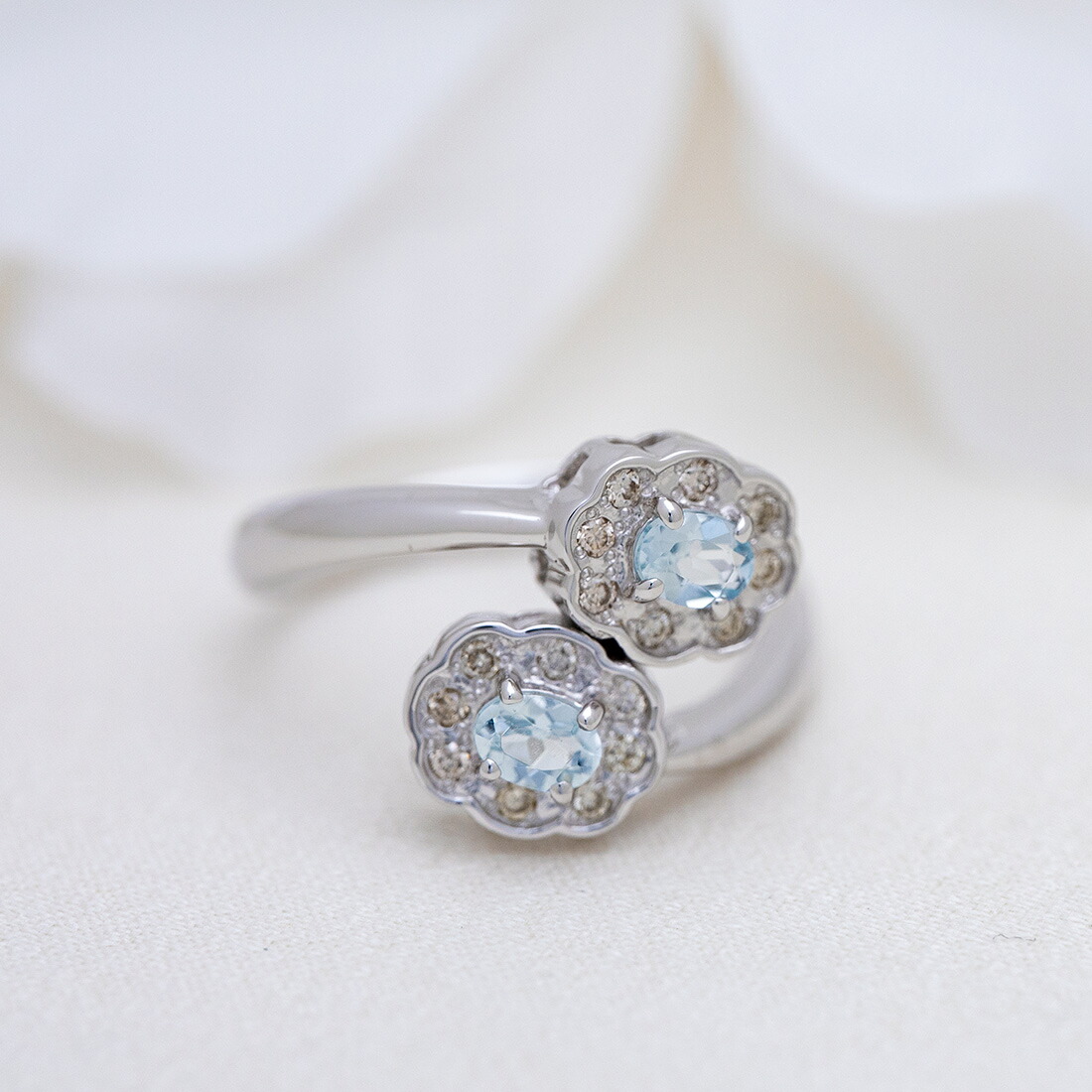 umu -アム- FINE JEWELRY STUIDIOアクアマリン ダイヤモンド フラワーモチーフ リングrg0067_1.jpg