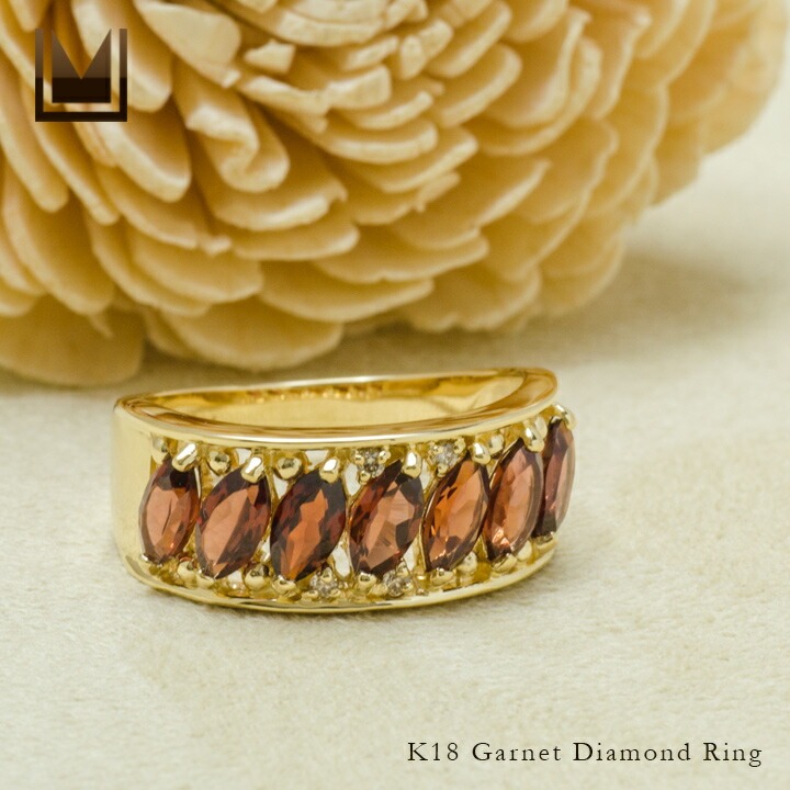 umu -アム- FINE JEWELRY STUIDIOK18 マーキス ガーネット ダイヤモンドリングrg0079_1.jpg