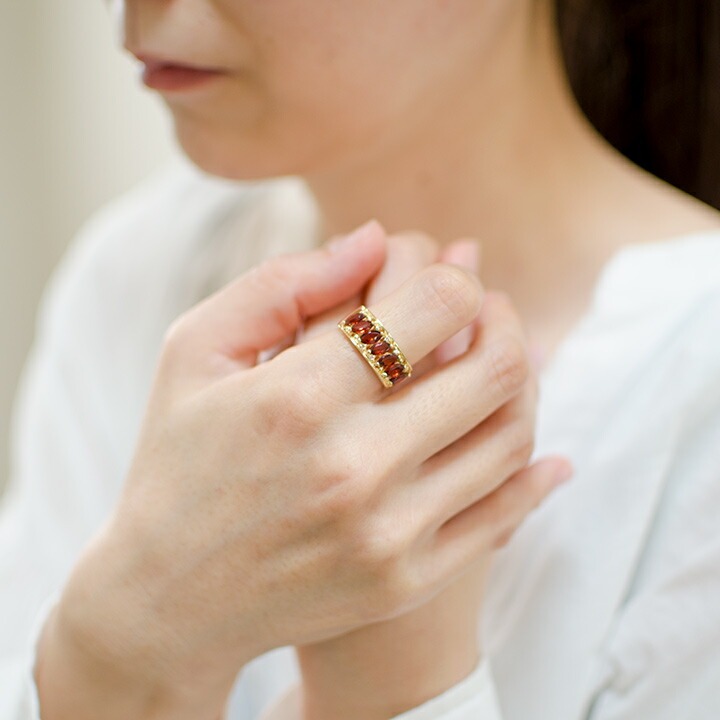 umu -アム- FINE JEWELRY STUIDIOK18 マーキス ガーネット ダイヤモンドリングrg0079_i2.jpg