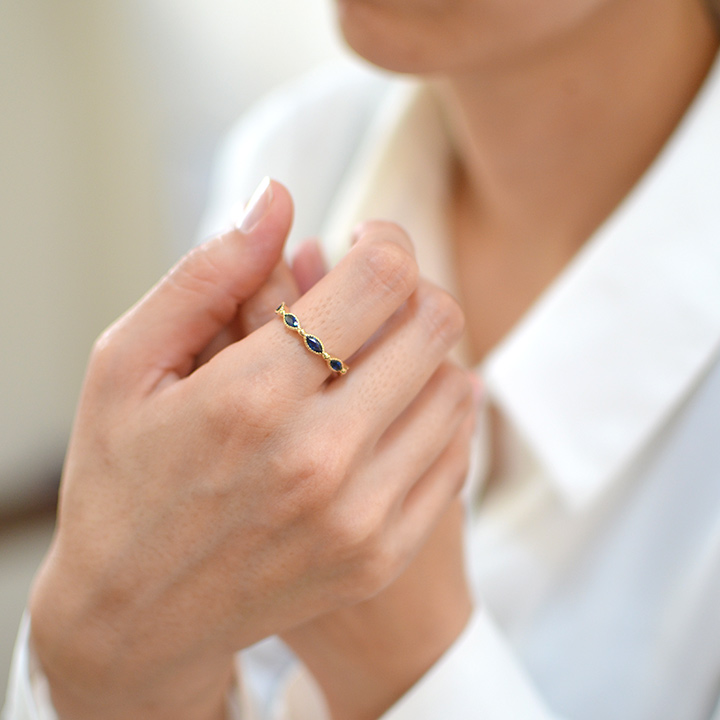 umu -アム- FINE JEWELRY STUIDIOK18 マーキス ブルーサファイア リングrg0251_i2.jpg