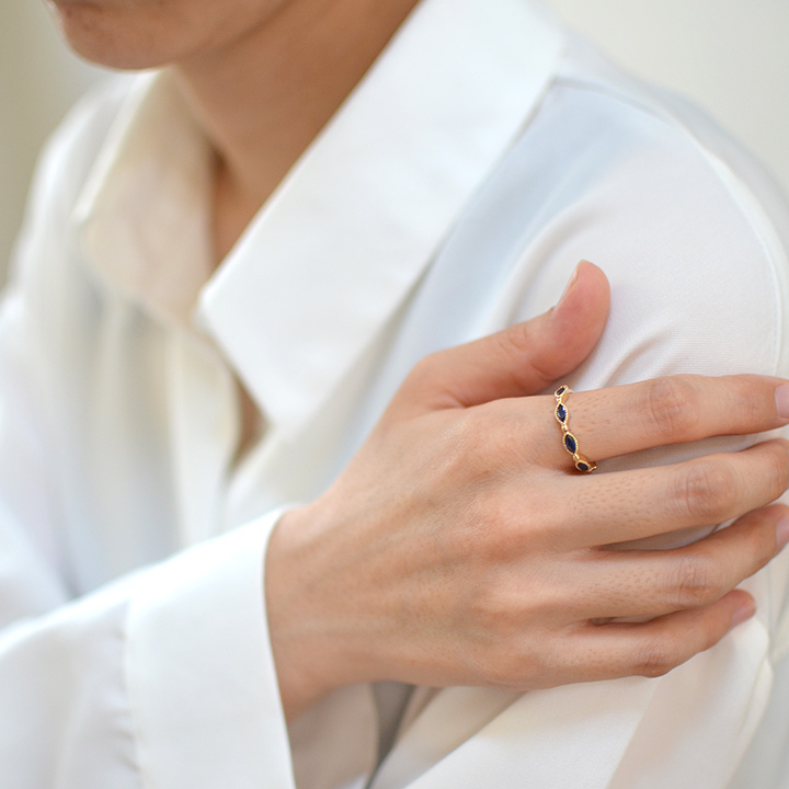 umu -アム- FINE JEWELRY STUIDIOK18 マーキス ブルーサファイア リングrg0251_i3.jpg