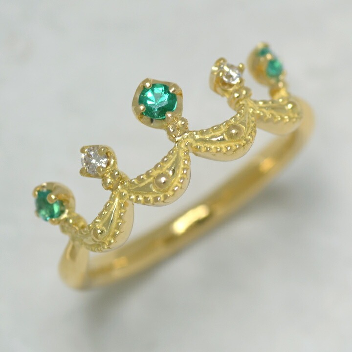 umu -アム- FINE JEWELRY STUIDIOK18 エメラルド ダイヤモンド リング 「regina」rg0296_kanban2.jpg