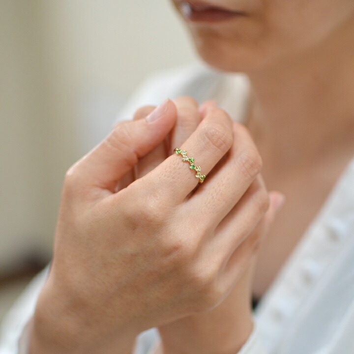 umu -アム- FINE JEWELRY STUIDIOK18 グリーンガーネット ダイヤモンド リング 「stellato」rg0305_i2.jpg