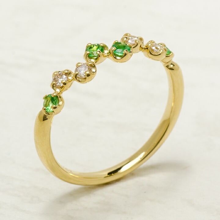 umu -アム- FINE JEWELRY STUIDIOK18 グリーンガーネット ダイヤモンド リング 「stellato」rg0305_kanban2.jpg