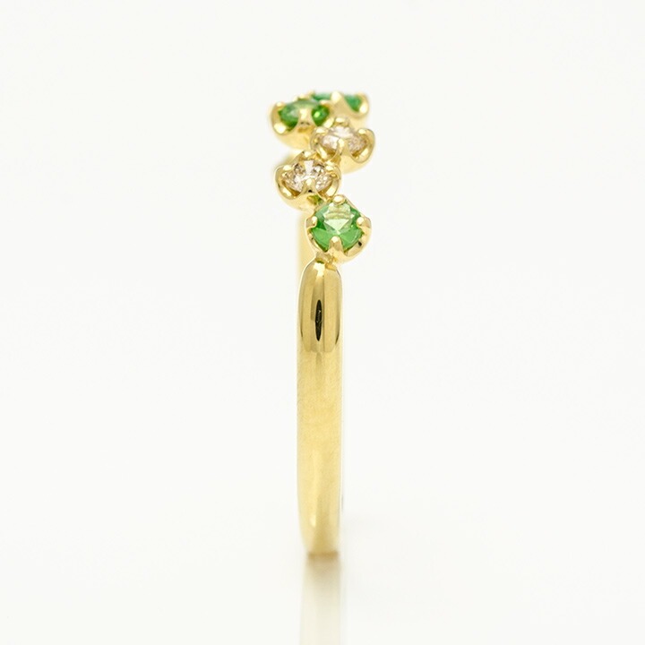 umu -アム- FINE JEWELRY STUIDIOK18 グリーンガーネット ダイヤモンド リング 「stellato」rg0305_y.jpg