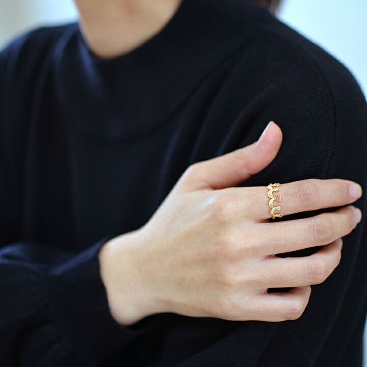 umu -アム- FINE JEWELRY STUIDIOK18 オレンジサファイア ダイヤモンド リング 「regina」rg0309_i3.jpg