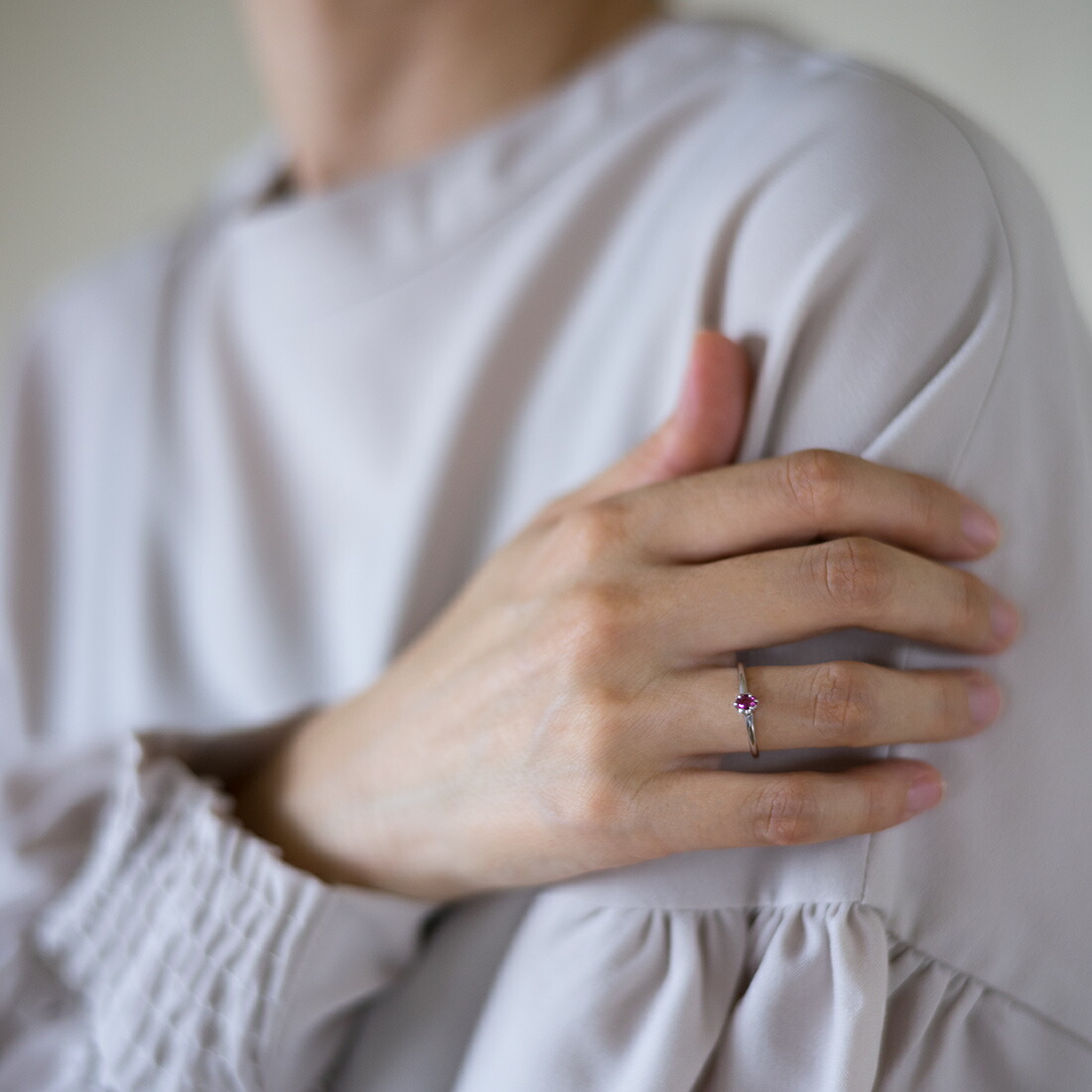 umu -アム- FINE JEWELRY STUIDIOピンクトルマリン ミルククラウン リングrg0323_i3.jpg