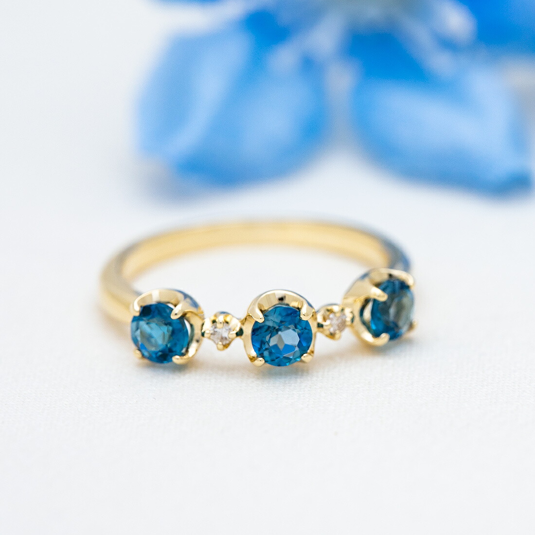 umu -アム- FINE JEWELRY STUIDIOロンドンブルートパーズ ダイヤモンド リング 「attore」rg0336_1.jpg