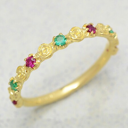 umu -アム- FINE JEWELRY STUIDIOK18 エメラルド×ルビー バラモチーフ リング 「rosa」rg0355_kanban2.jpg