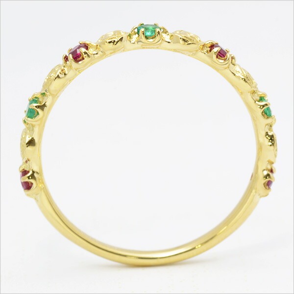 umu -アム- FINE JEWELRY STUIDIOK18 エメラルド×ルビー バラモチーフ リング 「rosa」rg0355_s.jpg