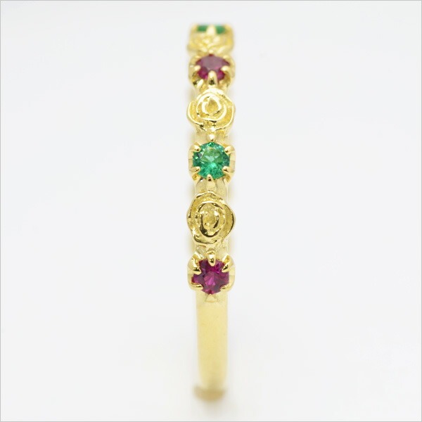 umu -アム- FINE JEWELRY STUIDIOK18 エメラルド×ルビー バラモチーフ リング 「rosa」rg0355_y.jpg