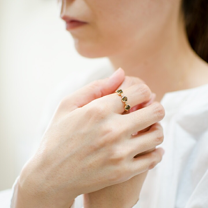 umu -アム- FINE JEWELRY STUIDIOK18 モルダバイト ダイヤモンド リング 「attore」rg0378_i2.jpg