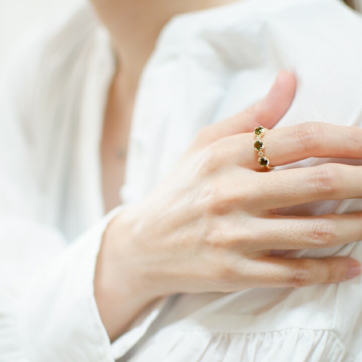 umu -アム- FINE JEWELRY STUIDIOK18 モルダバイト ダイヤモンド リング 「attore」rg0378_i3.jpg