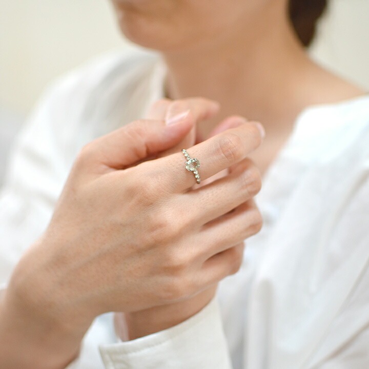 umu -アム- FINE JEWELRY STUIDIOK18 グリーンアメシスト ダイヤモンド リング 「bellezza」rg0383_i2.jpg