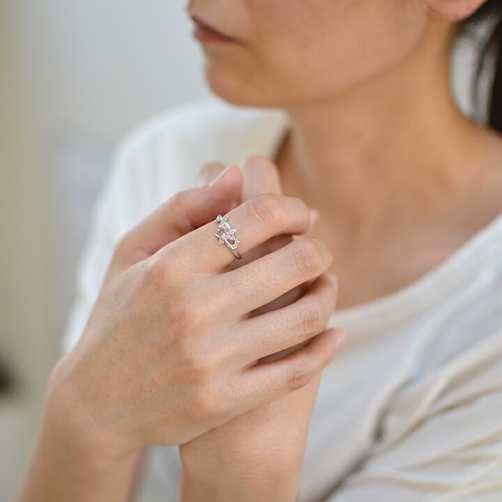 umu -アム- FINE JEWELRY STUIDIOK18 モルガナイト ダイヤモンド リング 「spumare」rg0409_i2.jpg