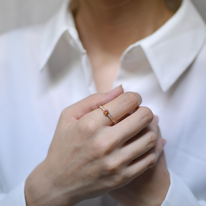 umu -アム- FINE JEWELRY STUIDIOK18 スペサタイトガーネット ダイヤモンド リング 「polarita」rg0478_i2.jpg