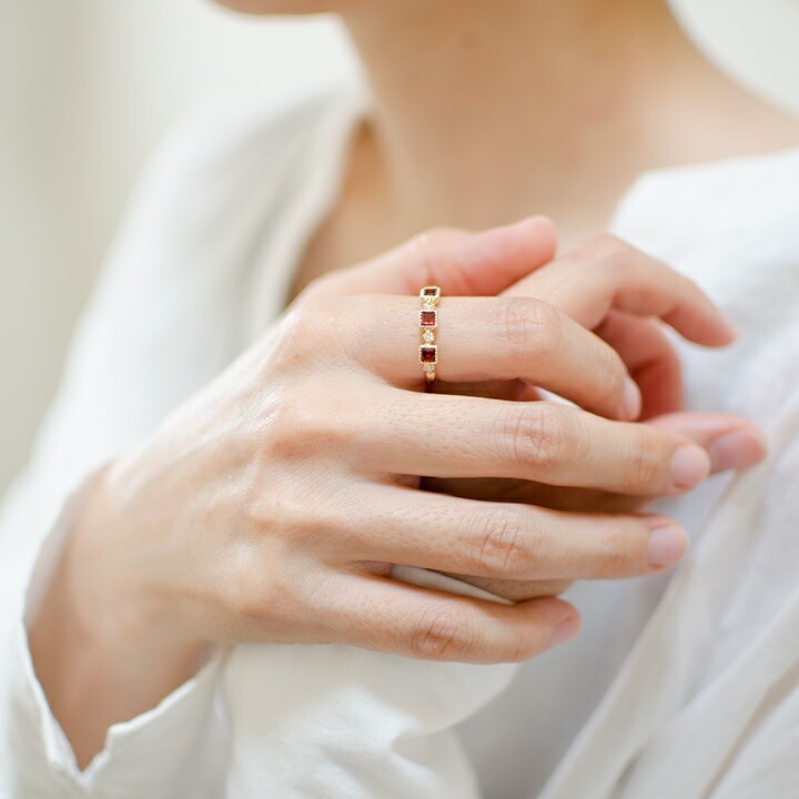umu -アム- FINE JEWELRY STUIDIOK18 ガーネット ダイヤモンド リング 「altero」rg0499_i2.jpg