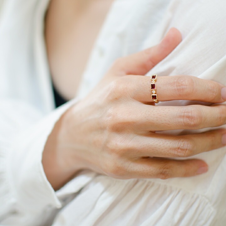 umu -アム- FINE JEWELRY STUIDIOK18 ガーネット ダイヤモンド リング 「altero」rg0499_i3.jpg