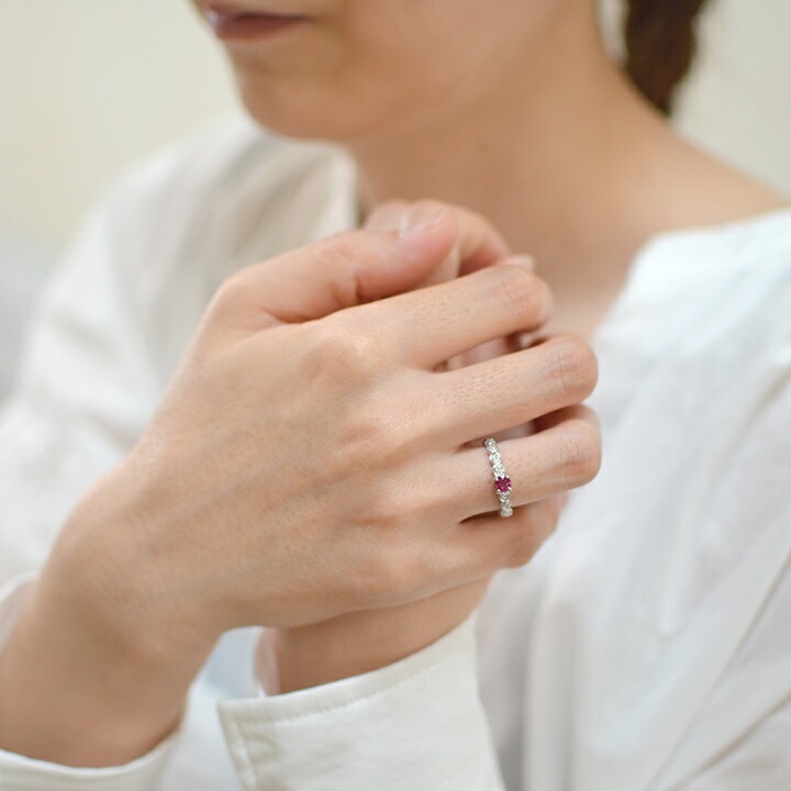 umu -アム- FINE JEWELRY STUIDIOK18 ルベライト バラモチーフ リング 「rosa」rg0504_i2.jpg