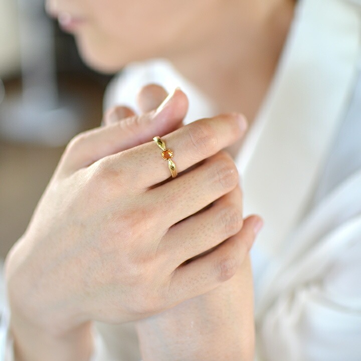umu -アム- FINE JEWELRY STUIDIOK18 ローズカット オレンジサファイア リング 「tocca」rg0519_i3.jpg