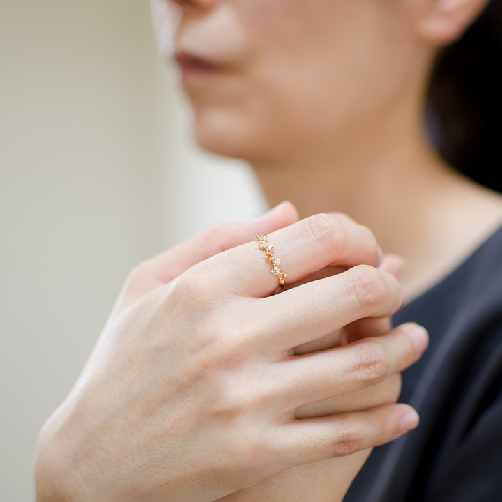 umu -アム- FINE JEWELRY STUIDIOK18 マンダリンガーネット ダイヤモンド リング 「stellato」rg0552_i2.jpg