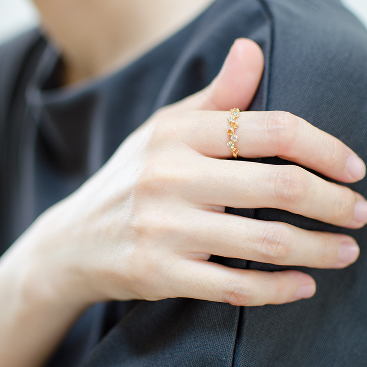 umu -アム- FINE JEWELRY STUIDIOK18 マンダリンガーネット ダイヤモンド リング 「stellato」rg0552_i3.jpg