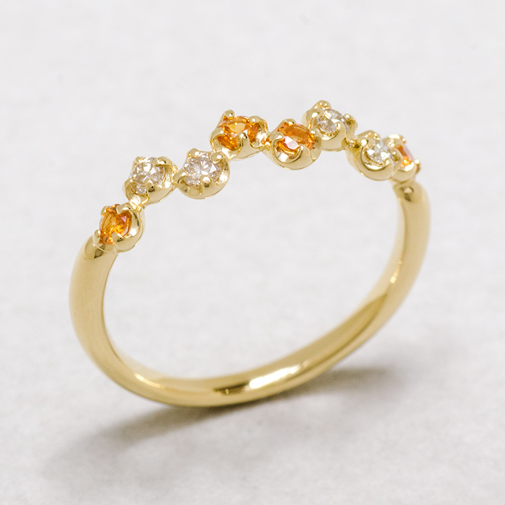 umu -アム- FINE JEWELRY STUIDIOK18 マンダリンガーネット ダイヤモンド リング 「stellato」rg0552_kanban2.jpg