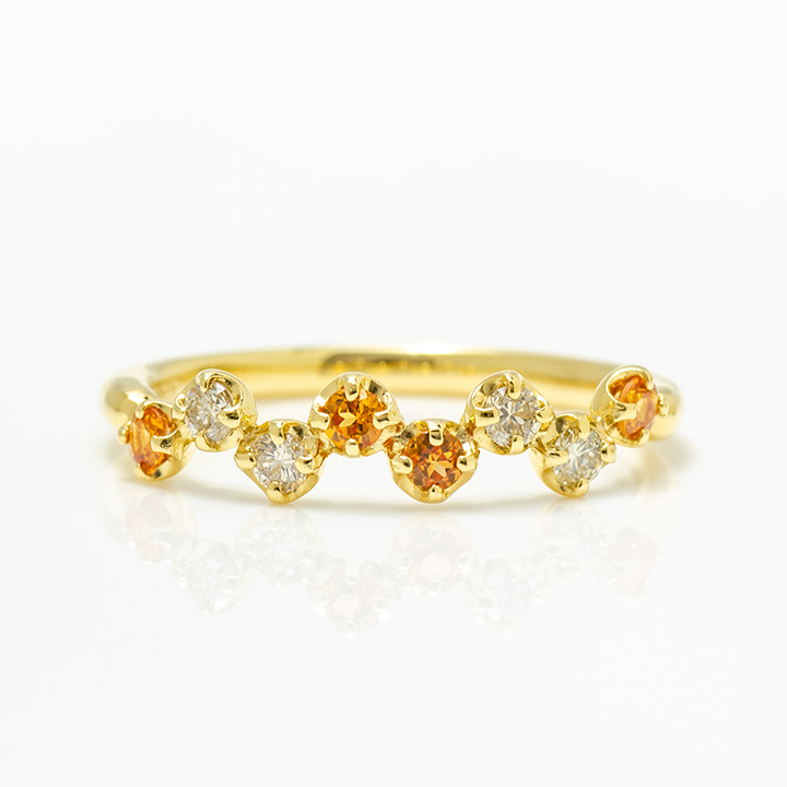 umu -アム- FINE JEWELRY STUIDIOK18 マンダリンガーネット ダイヤモンド リング 「stellato」rg0552_m.jpg