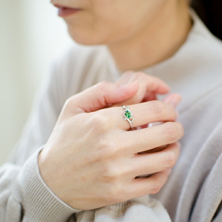 umu -アム- FINE JEWELRY STUIDIOK18 グリーンガーネット ダイヤモンド リング 「spumare」rg0562_i2.jpg