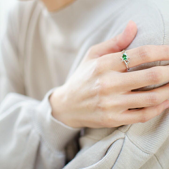 umu -アム- FINE JEWELRY STUIDIOK18 グリーンガーネット ダイヤモンド リング 「spumare」rg0562_i3.jpg