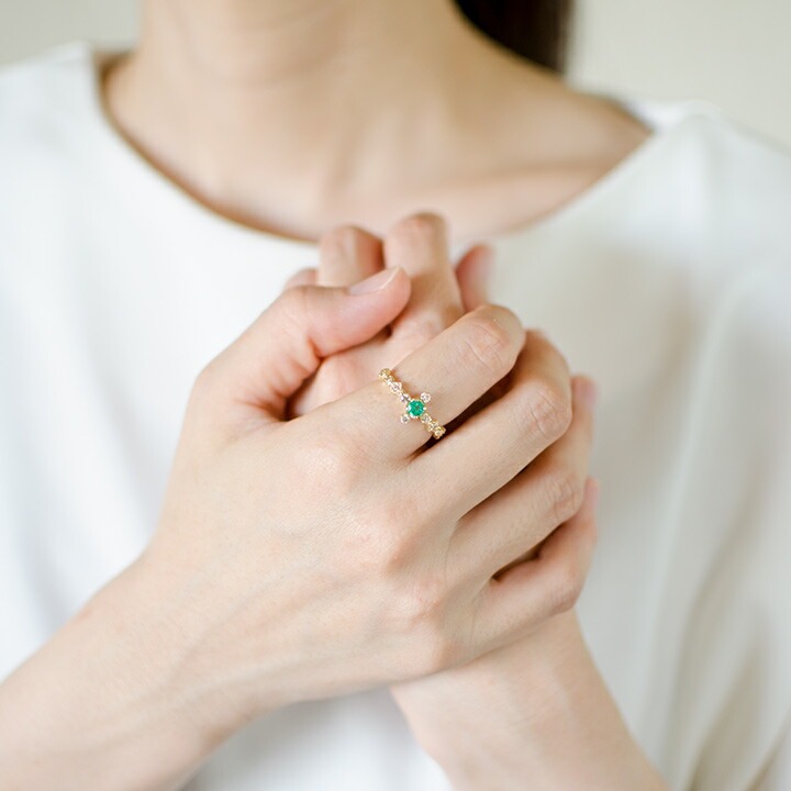 umu -アム- FINE JEWELRY STUIDIOK18 エメラルド ダイヤモンド クロスモチーフ リング 「siena」rg0577_i2.jpg