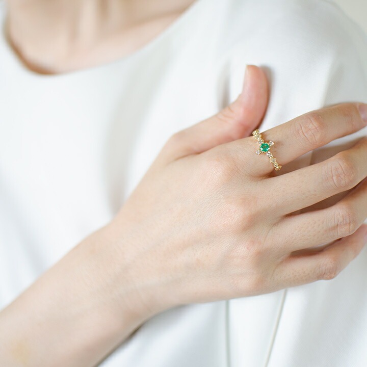 umu -アム- FINE JEWELRY STUIDIOK18 エメラルド ダイヤモンド クロスモチーフ リング 「siena」rg0577_i3.jpg