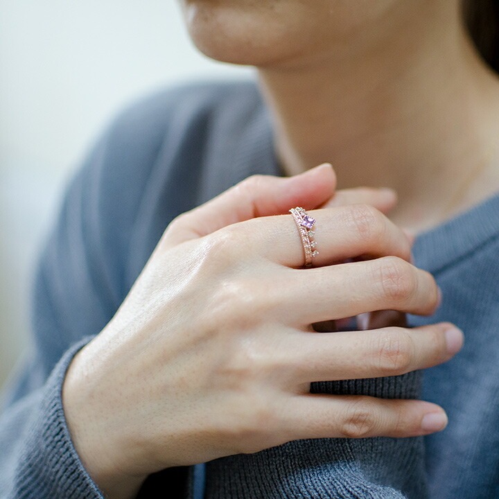 umu -アム- FINE JEWELRY STUIDIOK18 ピンクアメシスト ダイヤモンド リング 「diva」rg0623_i2.jpg
