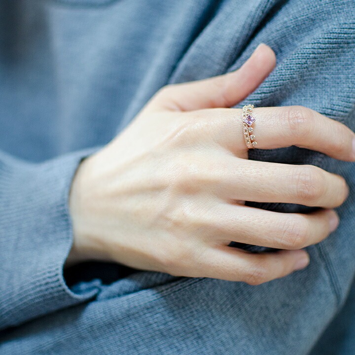 umu -アム- FINE JEWELRY STUIDIOK18 ピンクアメシスト ダイヤモンド リング 「diva」rg0623_i3.jpg