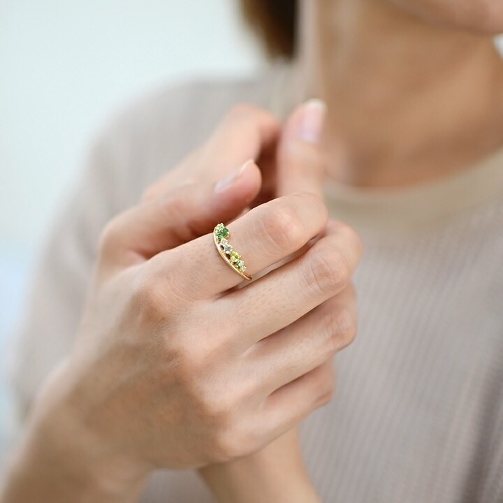 umu -アム- FINE JEWELRY STUIDIOK18 グリーンカクテル ダイヤモンド リング 「felice」rg0627_i2.jpg